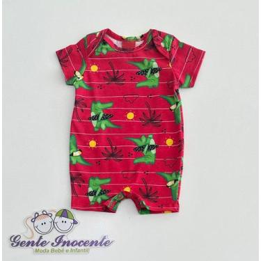 Imagem de Macaquinho P/GG Kyly Infantil Vermelho Estampa Jacarés Praia, G
