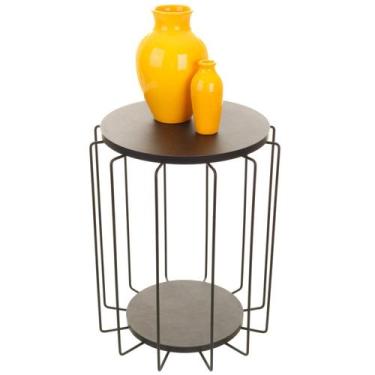 Imagem de Mesa de Apoio Lateral Redonda Preto - Metaltru
