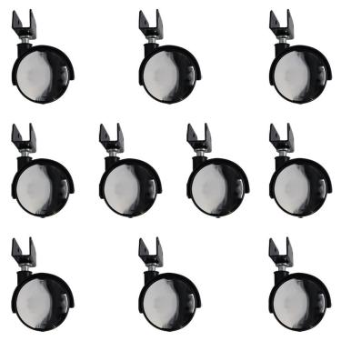 Imagem de Kit 10 Rodízios para Móveis Celsus G14 com Chapa U sem Trava Face Espelhado 6cm para Berços