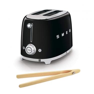 Imagem de Torradeira Smeg TSF01BLUS Retrô 50`s 2 Fatias Preto com Pinça Bambu 220V