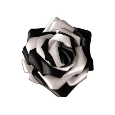 Imagem de Rosa Preta e Branca Artesanal Para Cabelo - sem marca