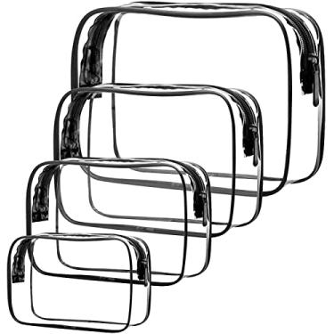 Imagem de Necessaires para artigos de higiene pessoal transparente para viagem, à prova d'água, com zíper, organizador de maquiagem, tamanhos pequeno, médio, grande e extragrande