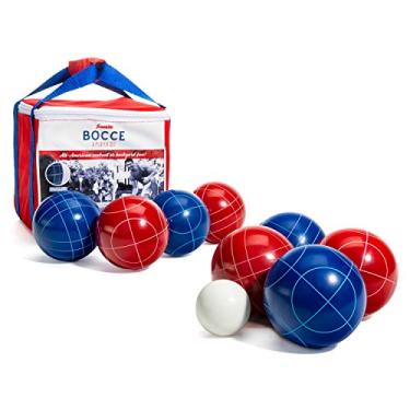 Imagem de Franklin Sports Conjunto Bocce Ball – 8 bolas de bocha de 90 mm para todos os climas, 1 Pallino e estojo de transporte – Jogo de praia, quintal ou festa ao ar livre – Conjunto americano