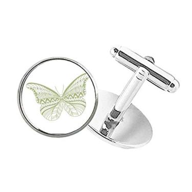 Imagem de DIYthinker Abotoaduras de botão redondo Green Butterfly Kite