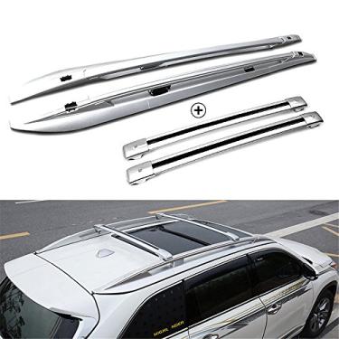 Imagem de UDP 4 peças barras transversais de trilho de teto de alumínio prata trilho lateral trilho de teto barras transversais apto para to-yo-ta Highlander Kluger 2014-2019