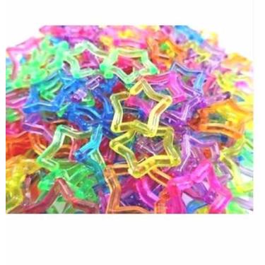 Imagem de Elos de corrente de cor clara em forma de estrela de plástico, néon, brinquedo, papagaio, pássaro, peças de pé para crianças, faça você