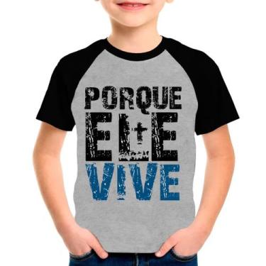 Imagem de Camiseta Raglan Gospel Evangélica Cinza Preto Infantil01 - Design Cami