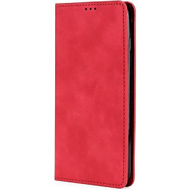 Imagem de CYSUE Capa para iPhone 14/14 Plus/14 Pro/14 Pro Max, suporte de couro premium slots para cartão carteira flip capa para celular fecho magnético à prova de choque capa de TPU (cor: vermelho, tamanho: 14Plus)