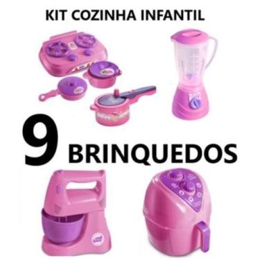 Imagem de Kit Cozinha Infantil Com 9 Brinquedos Fogão Batedeira Liquidificador A