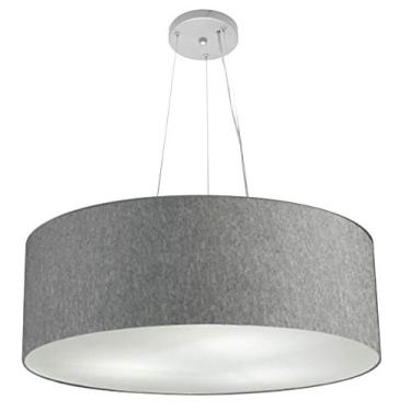 Imagem de Lustre Pendente Cilíndrico Cúpula Tecido 80x30 cm, Vivare Iluminação, Pendente4070 CZ, Cinza, Gigante