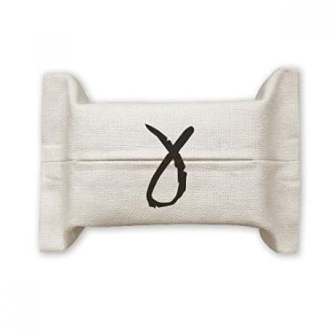 Imagem de Alfabeto grego Gamma contorno preto capa de papel para lenços faciais bolsa de linho de algodão