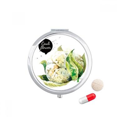 Imagem de Estojo de comprimidos de couve-flor vegetal saboroso e saudável para aquarela. Caixa de armazenamento de remédios