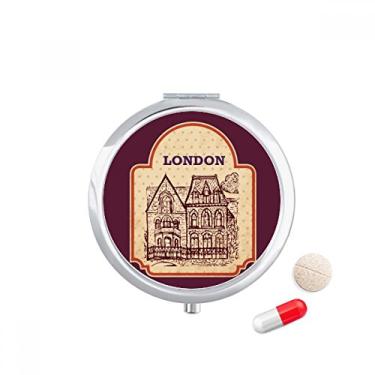 Imagem de Building Sketch UK London Carimbo comprimido bolso caixa de armazenamento de medicamentos dispensador de recipiente