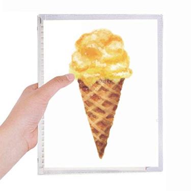 Imagem de Caderno de sorvete de aquarela amarelo com folhas soltas e diário recarregável