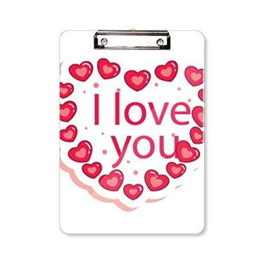 Imagem de Placa de apoio para prancheta I Love You Dia dos Namorados Rosa Coração A4