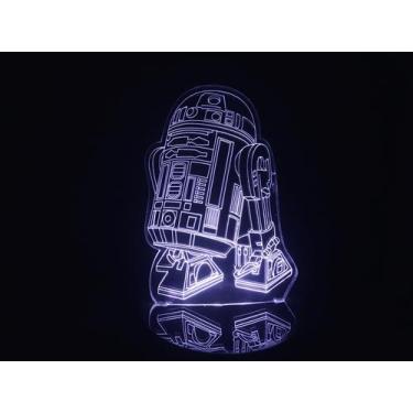 Imagem de Luminária Led 3D R2d2 Star Wars A1 Acrílico Abajur - Geeknario