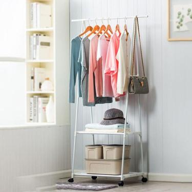 Imagem de Arara de Roupas Cabideiro Sapateira Closet Multifuncoes Prateleira Com Rodas