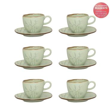 Imagem de Conjunto De Xícara De Chá Com Pires 06 Peças Ryo Bambu Oxford