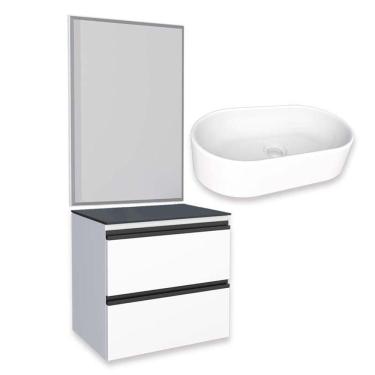 Imagem de Conjunto Para Banheiro Aço Gabinete Gaia 60 Com Espelho e Cuba Nimbus Cozimax Branco