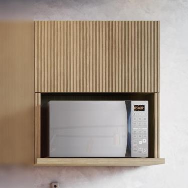 Imagem de Armário Aéreo Rainha Ripado Nesher MDF Com 1 Porta Basculante Nature