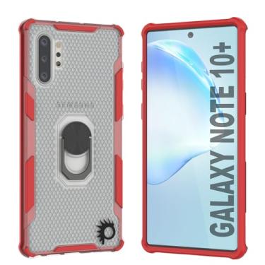 Imagem de PunkCase Capa para Galaxy Note 10 Plus [série Magnetix 2.0] Capa protetora transparente de TPU com suporte, suporte de anel e placa de metal para suporte magnético de telefone de carro para Galaxy Note10+ Plus (6,8 polegadas) [vermelho]