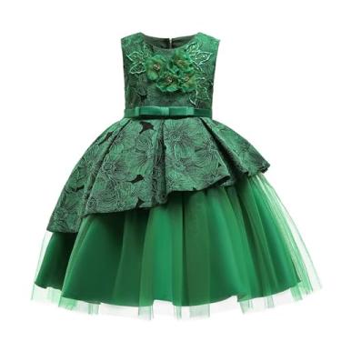 Vestido de manga curta para meninas de 5 anos, vestido de festa de  princesa, vestidos de verão (verde, 4-5 anos)