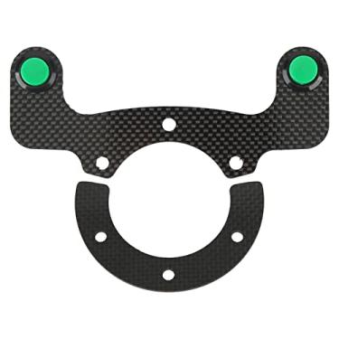 Imagem de Kit de botões de buzina de volante JUOPZKENN, botão de volante, kits de botões de buzina externos Fibra de carbono 6 parafusos Botão modificado de volante Ajuste universal para luzes de(Verde)