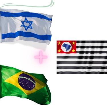 Imagem de Kit 3 Bandeiras - Brasil + Israel + São Paulo - 150 X 90