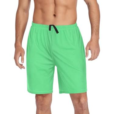 Imagem de CHIFIGNO Shorts de pijama masculino shorts de pijama confortável calça pijama com bolsos cordão, Verde turquesa, XXG