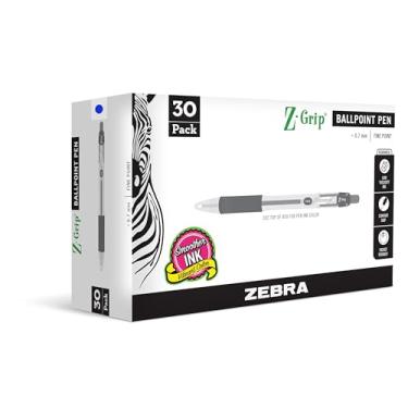 Imagem de Zebra Pen ZGrip esferográfica retrátil ponta fina 0,7 mm, tinta azul, 30 unidades, (pacote com 1)