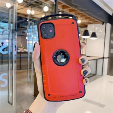 Imagem de Capa de titânio para venda à prova de choque para iPhone 13 12 11 14 Pro Max Capa de armadura resistente para iPhone 12 XS Max XR Capa de silicone rígido, vermelha, para iPhone 13