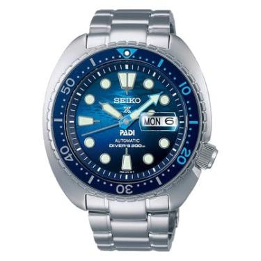 Imagem de SEIKO Relógio analógico masculino com mostrador azul e pulseira de aço inoxidável prata Prospex Sea