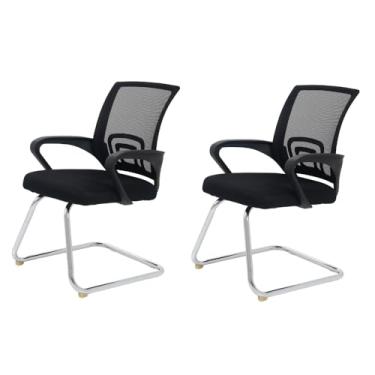 Imagem de Kit 02 Cadeiras De Escritório Com Base Fixa Cadeiras Inc, Tela Mesh Respirável, Suporta até 120kgs, Base Cromada Anti-Risco, Ergonômica Preta