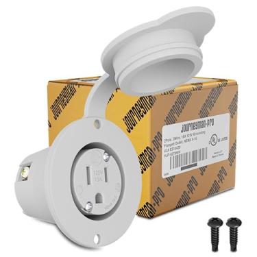 Imagem de Journeyman-Pro 5279 15 Amp 120-125 Volt, saída flangeada NEMA 5-15, grau comercial branco, fio 2 polos-3, receptáculo de carregador de plugue de lâmina reta (com tampa frontal)
