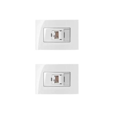 Imagem de 2 Pc Tomada Moveis Margirius Rj45 Branca Informática Cat5