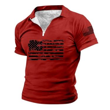 Imagem de Camiseta masculina leve de algodão gola redonda camiseta masculina casual verão manga curta camisa moderna, Vermelho, M