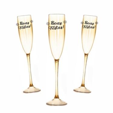 Imagem de Kit 6 Taças Espumante 190ml Acrílica ANO NOVO - Aloha (Dourado Boas Festas)
