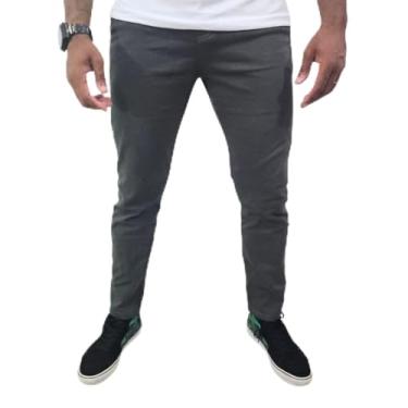 Imagem de Calça Alfaiataria Masculina Bolso Faca/embutido C/Elastano (BR, Cintura, 36, Slim, Regular, Cinza escuro)