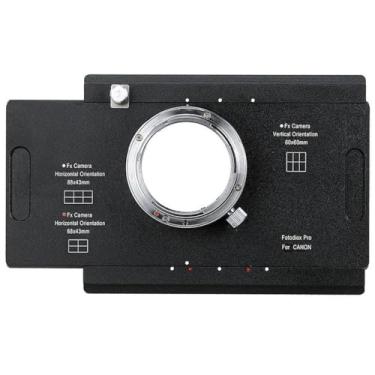 Imagem de Adaptador de montagem de lente Fotodiox Pro - Canon EOS D/SLR para câmeras de visualização 4x5 de grande formato com padrão traseiro Graflok - Adaptador de deslocamento/ponto com tela de foco