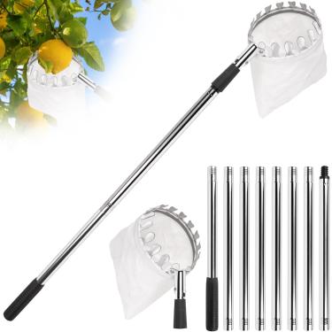 Imagem de Sadoia Mastro de colhedor de frutas com cesta telescópica - mastro de maçã ajustável de 3 m com cesta grande não tecida apanhador de frutas para maçãs, manga, limão, laranja - fácil de montar e