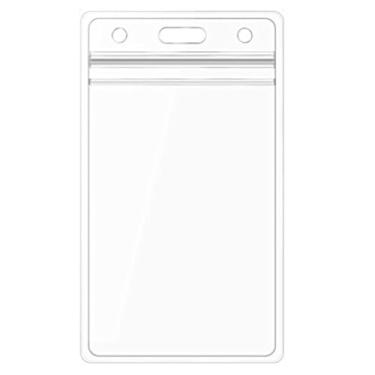 Imagem de Suporte de crachá de identificação resistente com zíper recarregável, suporte de cartão de identificação de PVC à prova d'água, estilo vertical, transparente, da CYPES, Clean, 10Pack Size