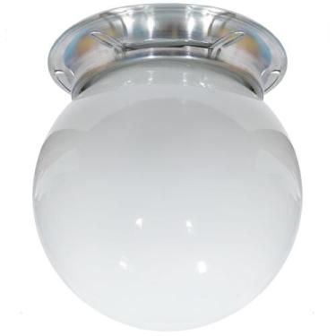 Imagem de Plafon Colonial Aluminio Natural Globo Leitoso 10x15 Retrô - CM GLASS 