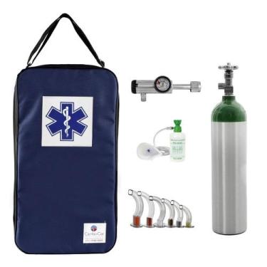 Imagem de Kit Oxigênio 3L Alumínio com Bolsa Marinho Sem Carga Válvula Click - C