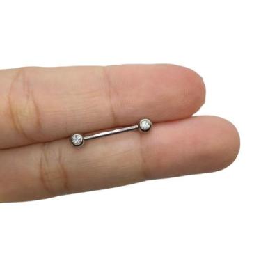 Imagem de Piercing Mamilo Reto com Zircônia Aço Cirúrgico 316l - RaraSteel