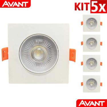Imagem de Kit 5 Spot Led 5w Quadrado Embutir - Decoração Casa Loja Gesso Sanca -