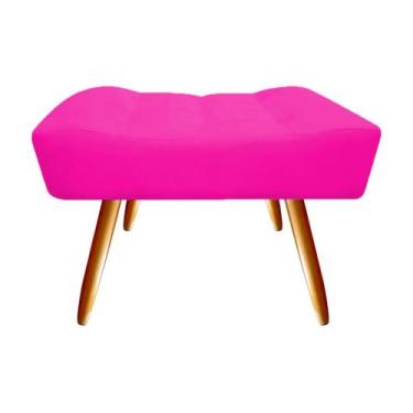 Imagem de Puff Puf Decorativo Nina Retangular Couro Rosa Pink Pés Madeira Ms Dec