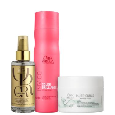 Imagem de Kit Wella Professionals Invigo Color Brilliance Nutricurls Oil Reflections Trio (3 Produtos)