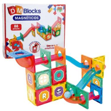 Imagem de Blocos De Montar Infantil Magnéticos Brinquedo Infantil 88Pç - DM Toys