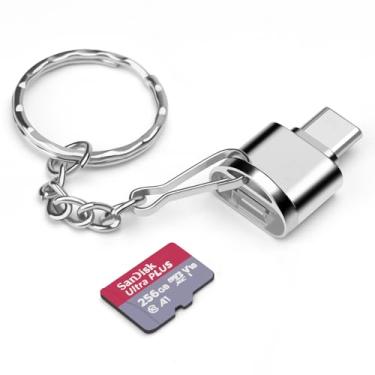 Imagem de AIYEEN Adaptador de leitor de cartão/cartão de memória TF tipo C com chaveiro, leitor USB 3.0 Tipo-C para Micro SD SDHC SDXC OTG, compatível com iPhone 15 Pro Max Mac Windows Linux PC Samsung Galaxy
