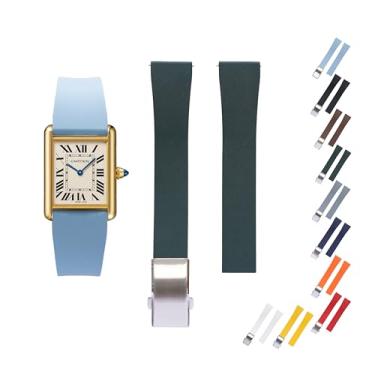 Imagem de Pulseira de borracha de liberação rápida para relógios Cartier, pulseira de borracha FKM para relógios Cartier Santos, várias cores (21 mm, verde)